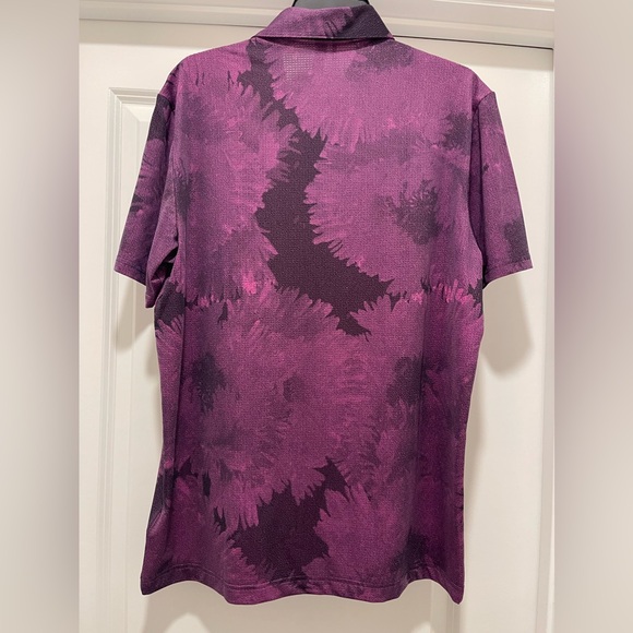 Adidas Golf Polo Sample Flower Mesh Golf Shirt Size Medium Black Lucid Fuchsia - Picture 10 of 14